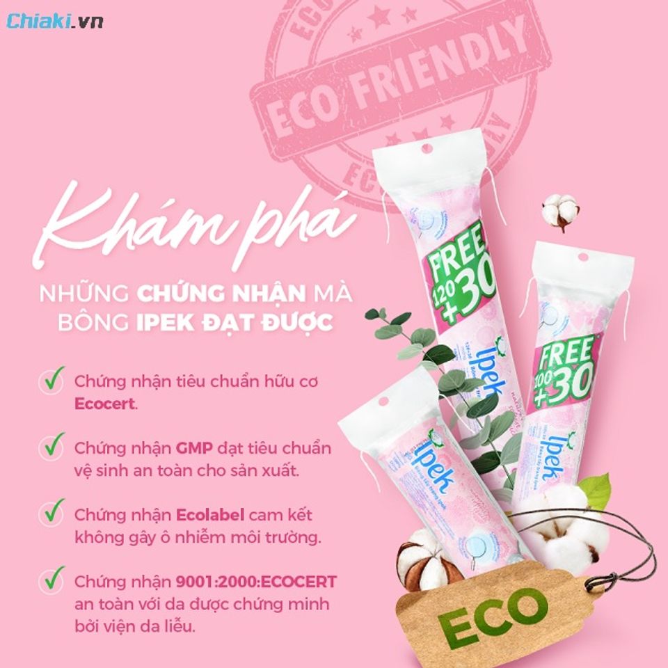 B&ocirc;ng tẩy trang Ipek 150 miếng tr&ograve;n l&agrave; loại b&ocirc;ng &ldquo;must-have&rdquo; của c&aacute;c bạn c&oacute; l&agrave;n da dầu mụn cần l&agrave;m sạch thường xuy&ecirc;n