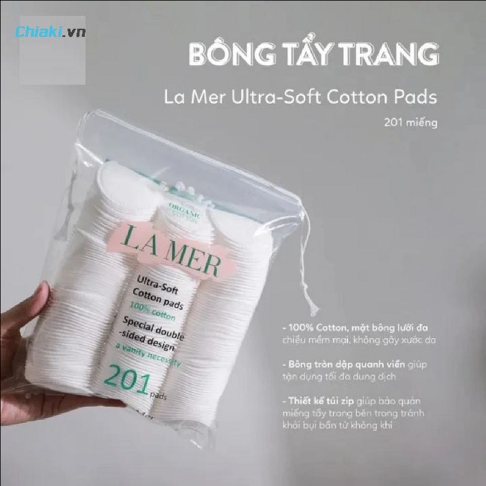 B&ocirc;ng tẩy trang Lamer 201 miếng &ecirc;m, mịn, khả năng thấm h&uacute;t đều