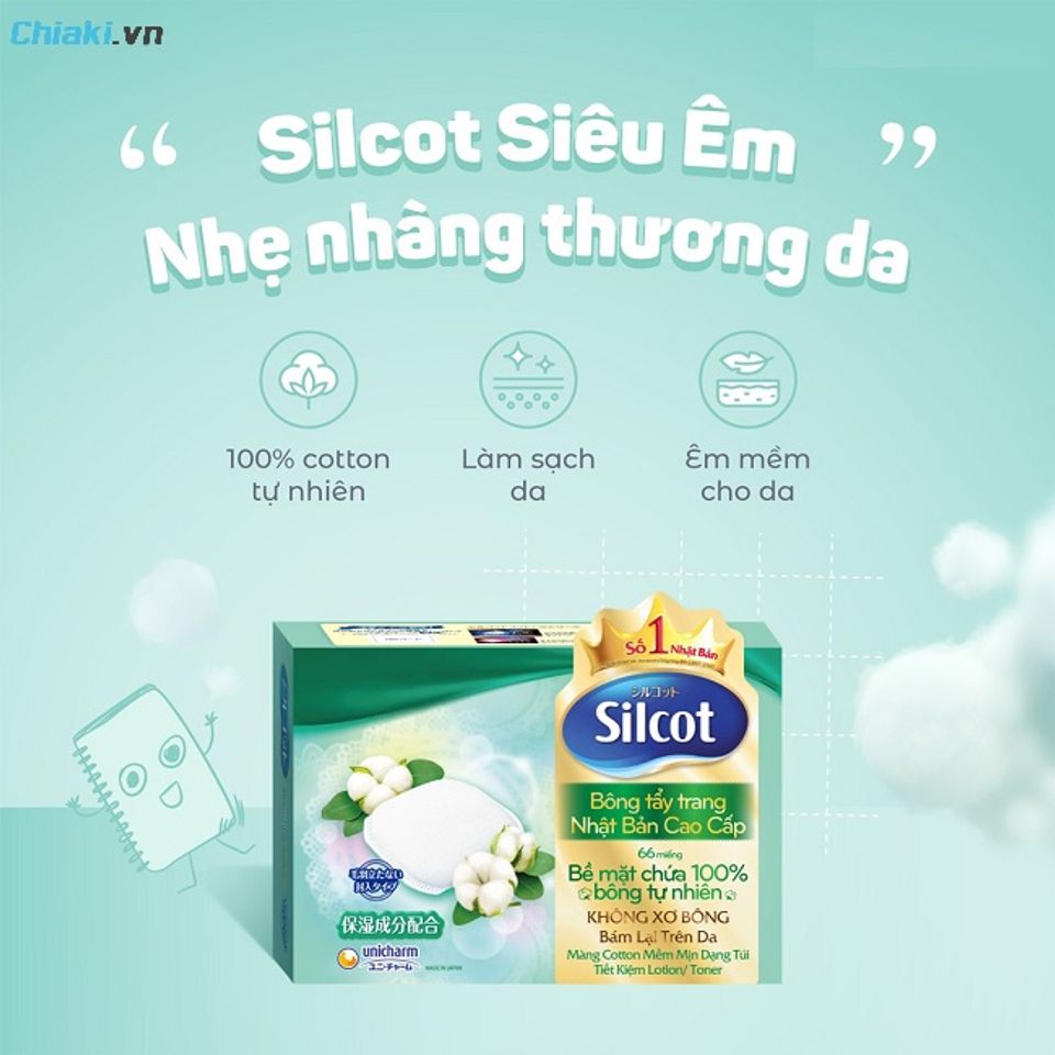 B&ocirc;ng tẩy trang Silcot Premium Nhật Bản chất b&ocirc;ng mịn, độ &ecirc;m v&agrave; th&iacute;ch hợp cho nhiều loại da