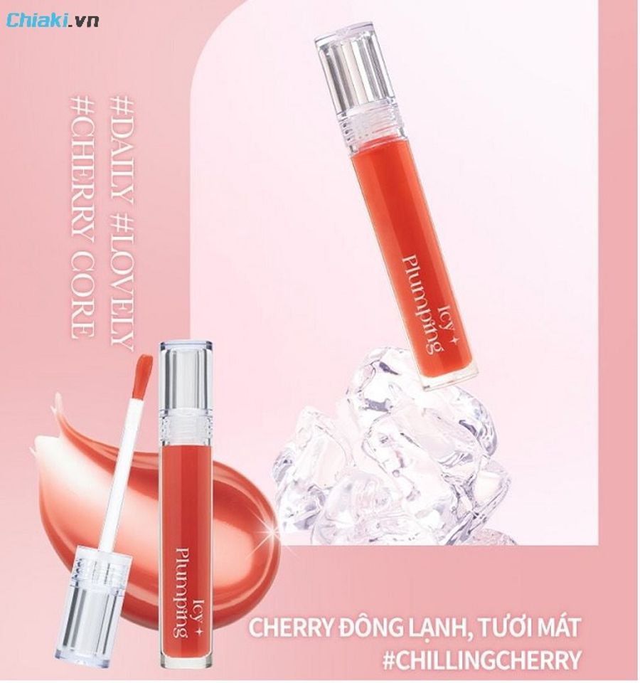 Son b&oacute;ng Merzy Icy Plumping Lip Gloss khiến đ&ocirc;i m&ocirc;i tr&ocirc;ng d&agrave;y hơn