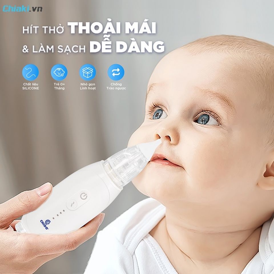Dụng cụ h&uacute;t mũi cho trẻ sơ sinh Chido ZLY018 gi&uacute;p trẻ thở dễ hơn, giảm nguy cơ vi&ecirc;m đường h&ocirc; hấp