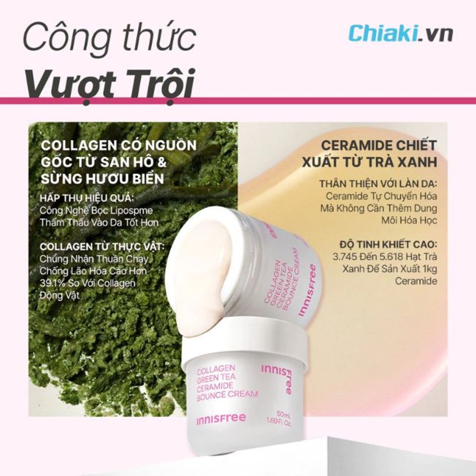 Kem dưỡng Innisfree Collagen Green Tea Ceramide Bounce Cream