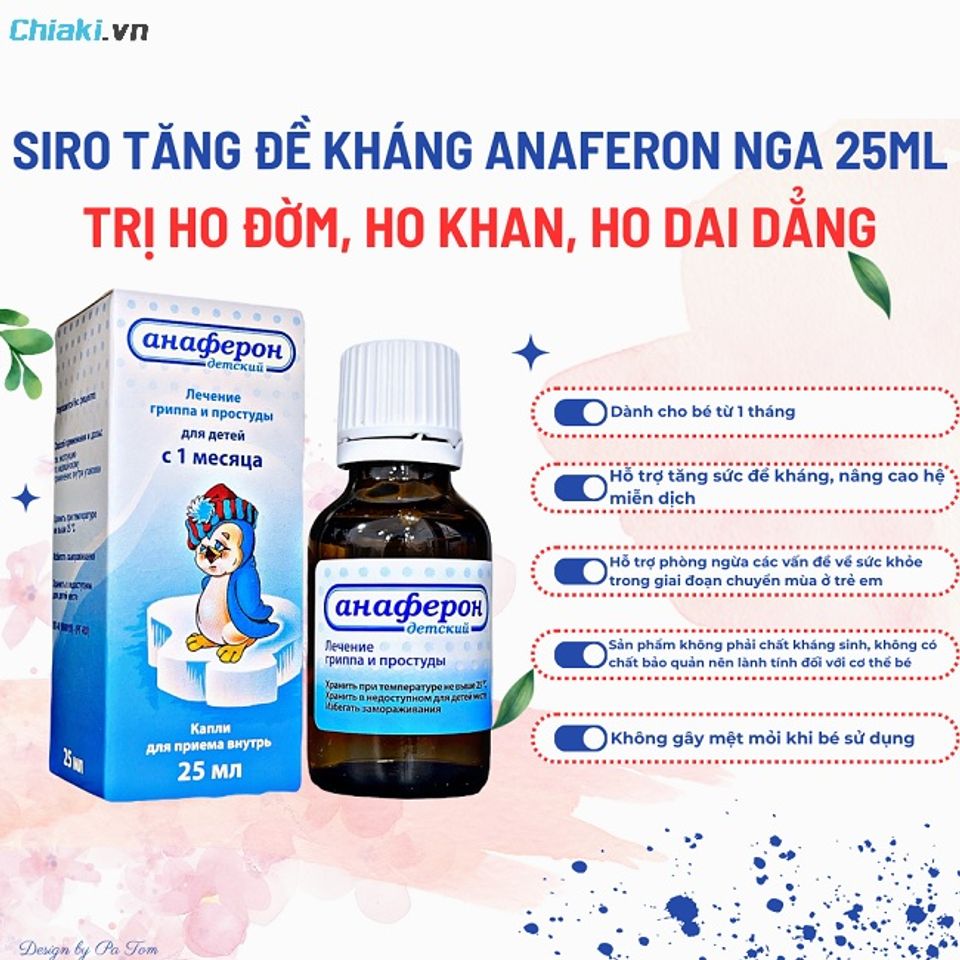 Siro tăng sức đề kh&aacute;ng cho trẻ Anaferon nội địa Nga hỗ trợ miễn dịch v&agrave; ph&ograve;ng ngừa c&aacute;c bệnh nhiễm virus đường h&ocirc; hấp