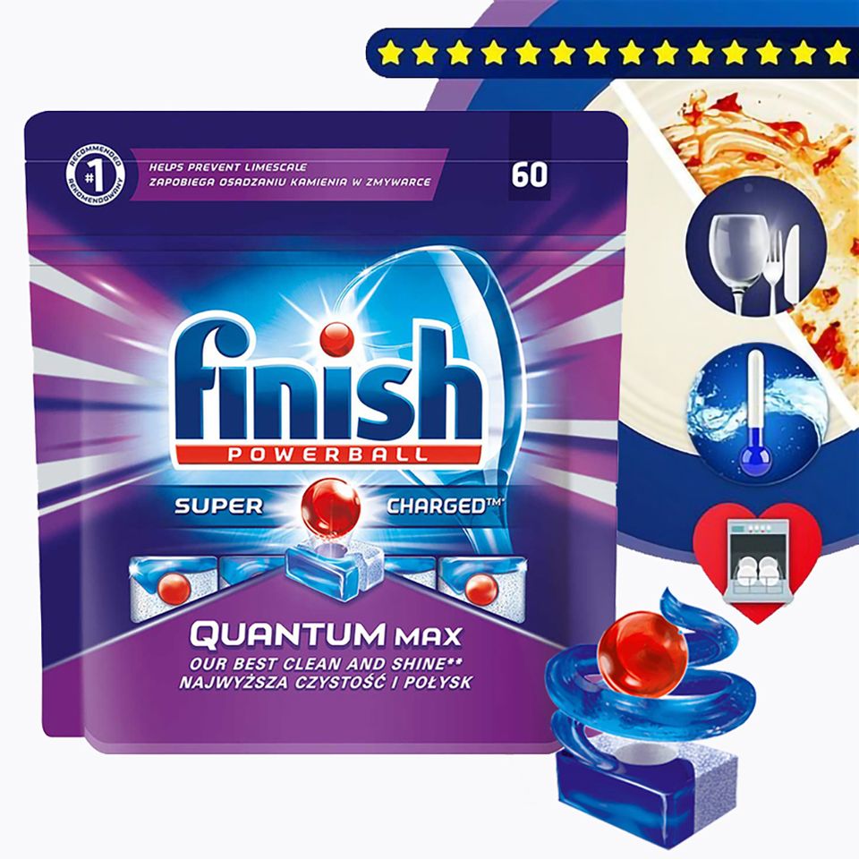 Túi 60 viên rửa chén Finish Quantum Max QT025459 1