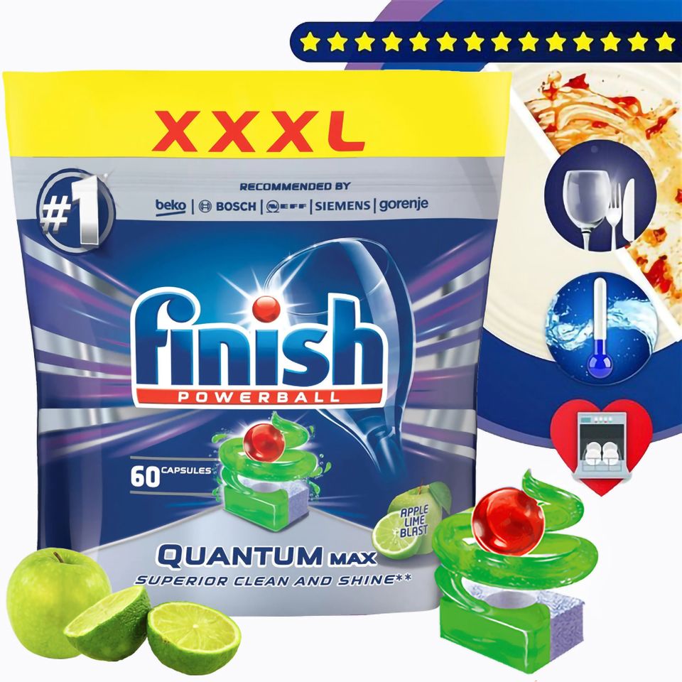 Túi 60 viên rửa chén Finish Quantum Max QQT025461 hương táo 1