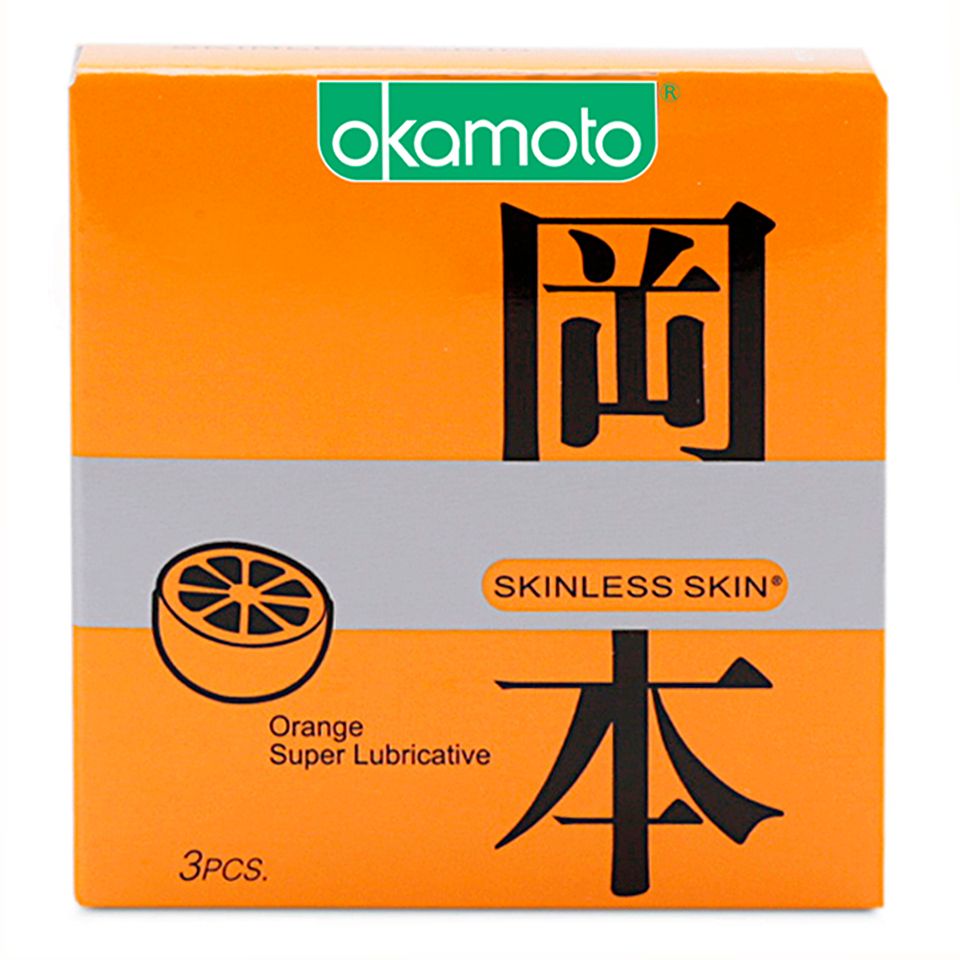 Bao Cao Su Okamoto Skinless Skin Orange Lubricated Hương Cam Hộp 3 Cái 1