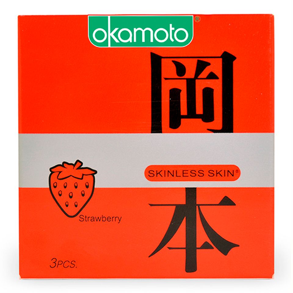 Bao Cao Su Okamoto Skinless Skin Strawberry Hương Dâu Hộp 3 Cái 1