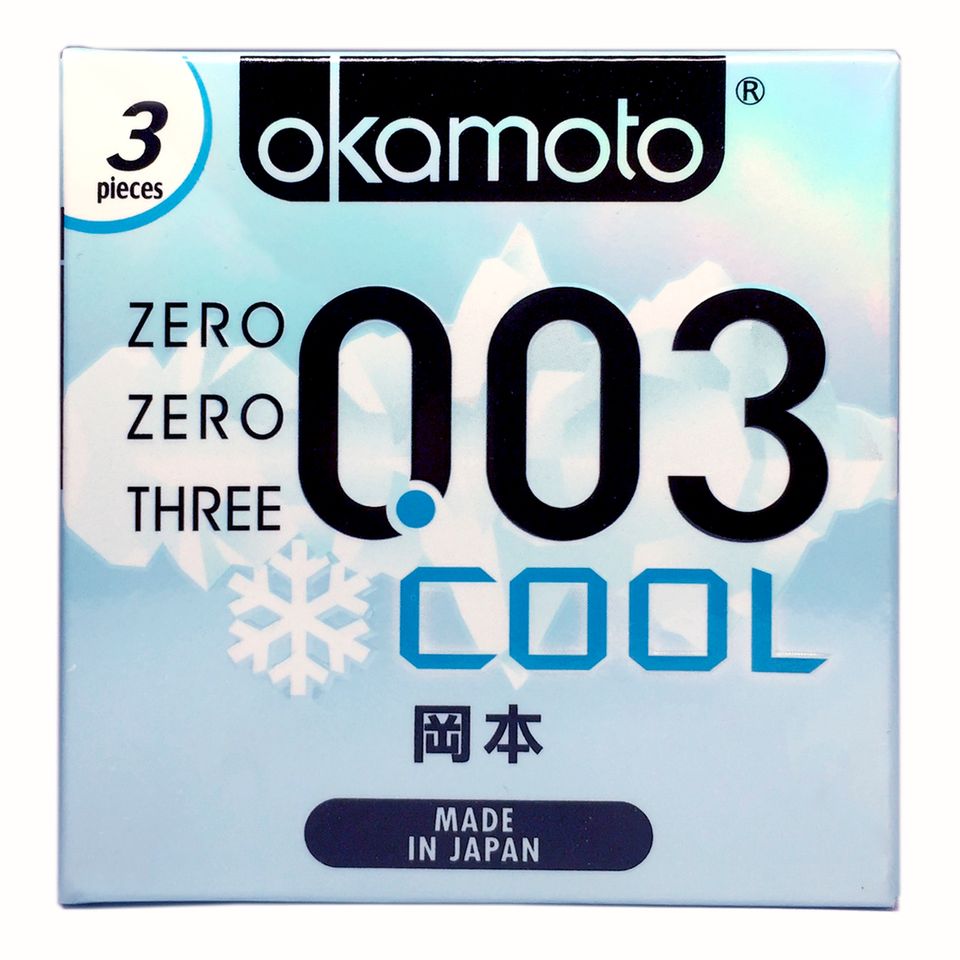 Bao Cao Su Okamoto 003 Cool Siêu mỏng Bóng Láng Mát lạnh Hộp 3 Cái 1
