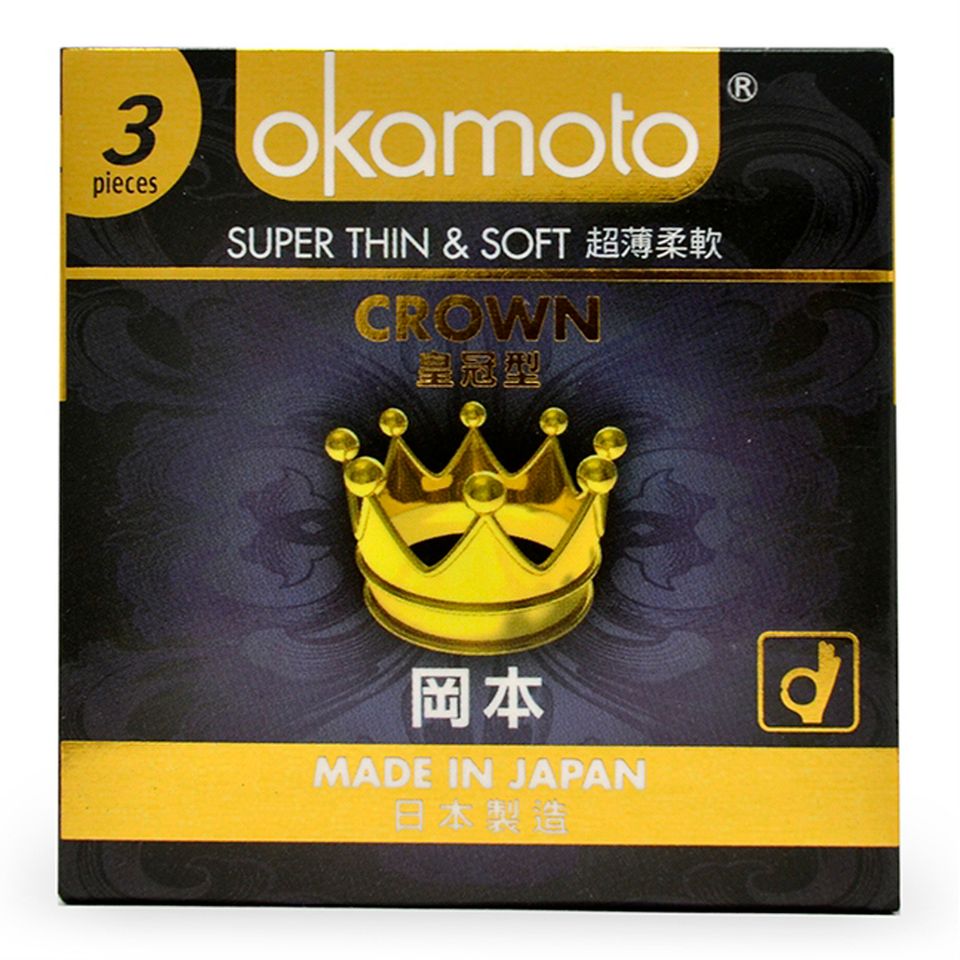 Bao Cao Su Okamoto Crown Kích Cở Nhỏ Siêu Mỏng Và Mềm Mại Hộp 3 cái 1