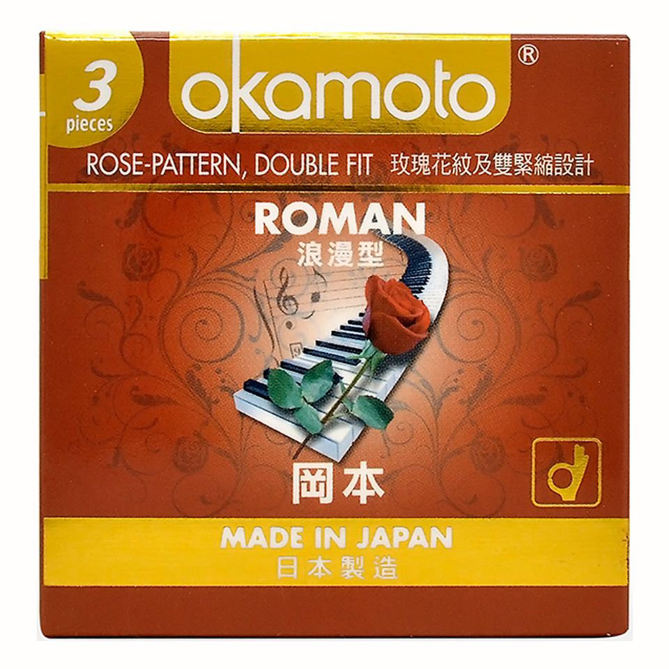 Bao cao su Okamoto Roman Gân Hoa Hồng Hộp 3 Cái 1
