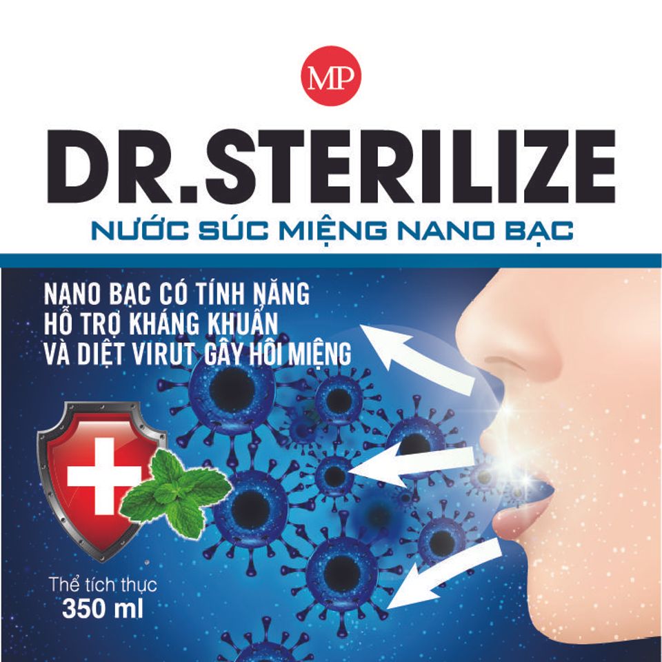 Nước súc miệng nano Bạc Dr,Sterilize  350ml  chính hãng 1