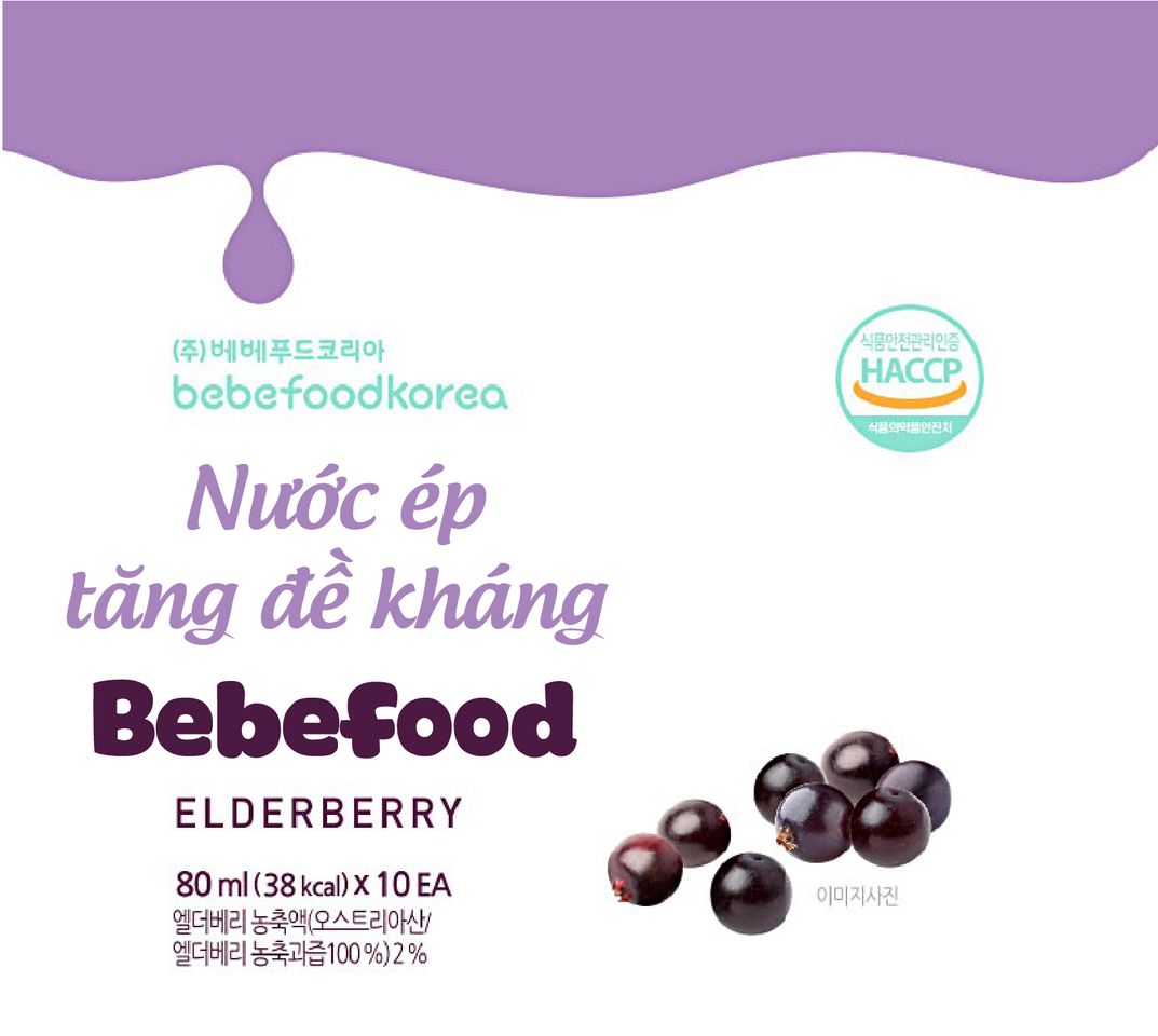 Nước Ép Tăng Đề Kháng Cho Bé Từ Quả Elderberry Bebefood Hàn Quốc