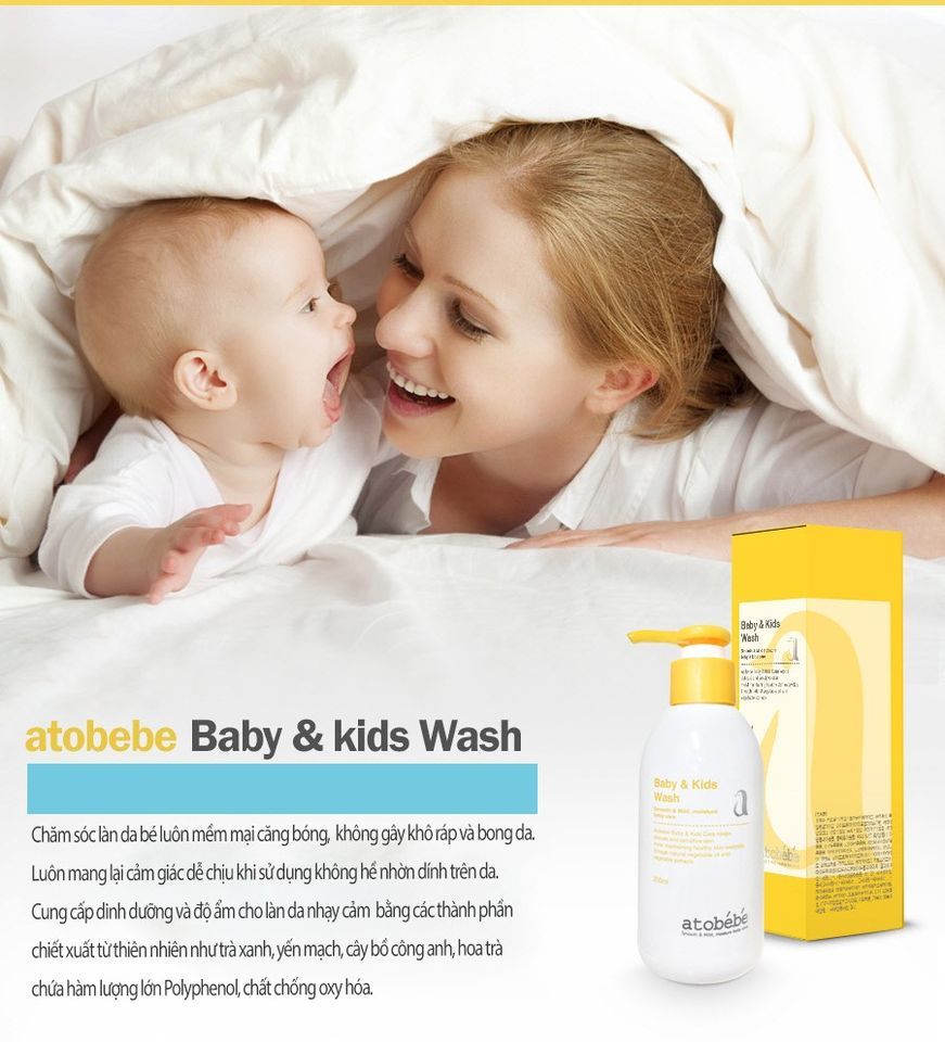 Sữa tắm gội cho bé Atobébé Baby Kids Wash Hàn Quốc 3