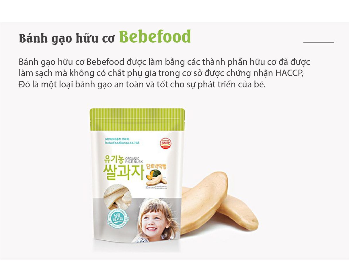 Bánh gạo ăn dặm hữu cơ cho bé Bebefood Hàn Quốc 4 vị 4
