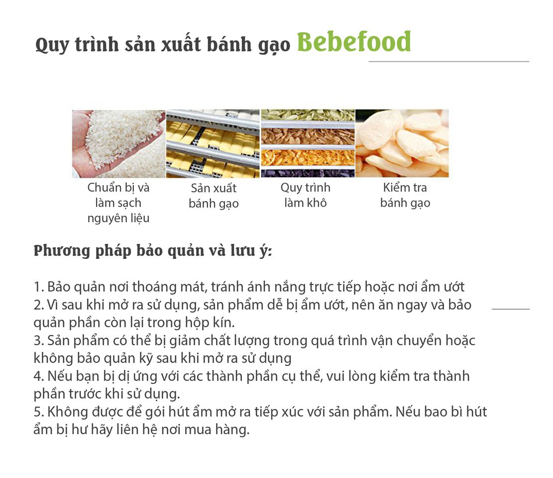 Bánh gạo ăn dặm hữu cơ cho bé Bebefood Hàn Quốc 4 vị 9