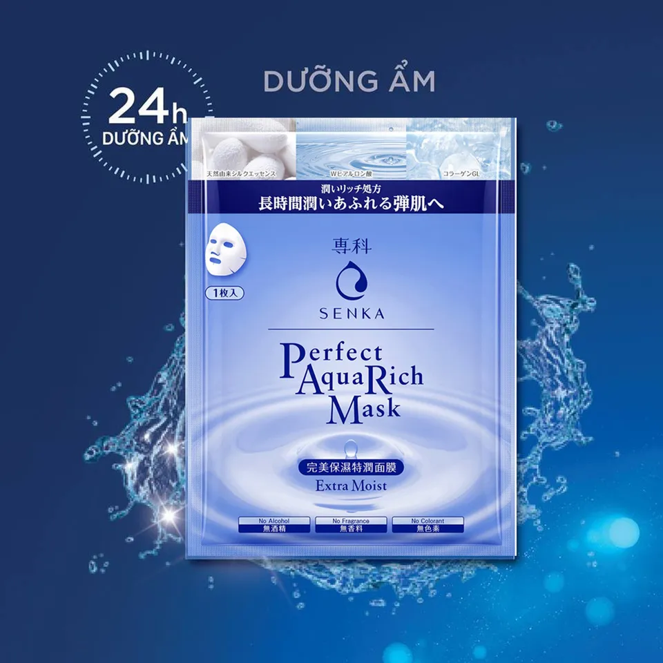Mặt nạ hỗ trợ cấp ẩm Senka Perfect Aqua Rich Mask Extra Moist 23g 2