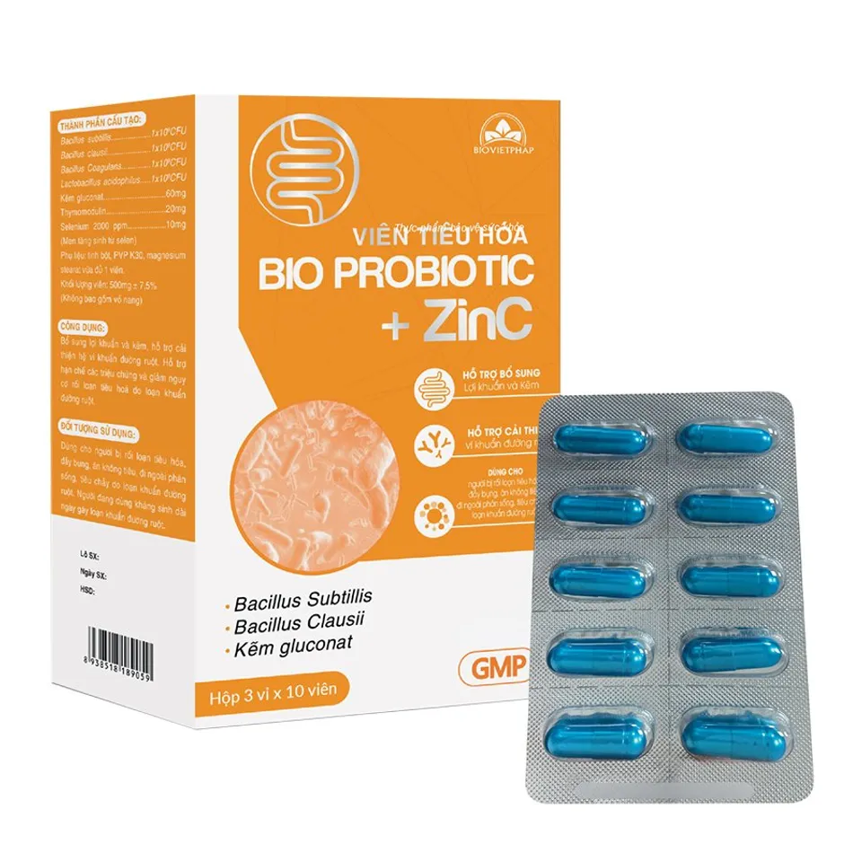 Combo 2 hộp thực phẩm bảo vệ sức khỏe viên uống Bio Probiotic+ZinC 1