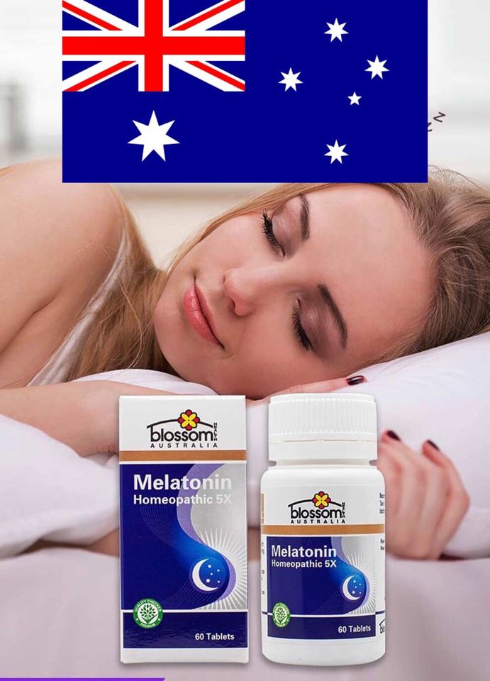 Viên Uống Ngủ Ngon Blossom Melatonin Homeopathic 5X hủ 60V của Úc 1