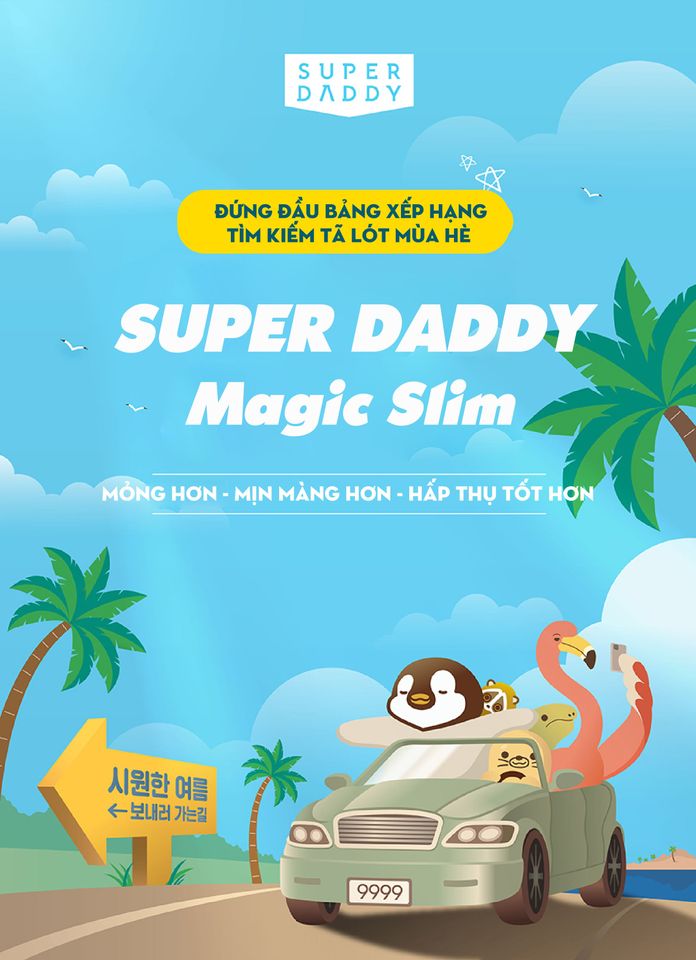 Bỉm Tã Super Daddy Magic Slim Hàn Quốc Siêu Thấm Chống Tràn