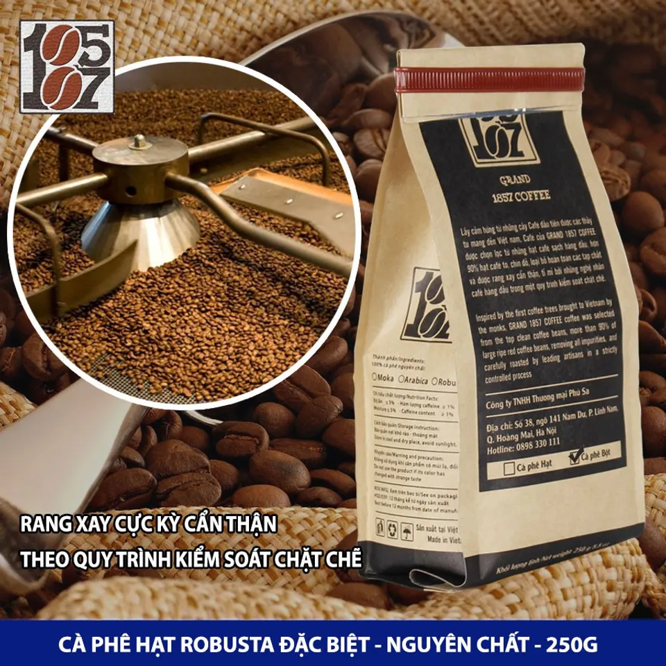 Cà phê HẠT Robusta đặc biệt nguyên chất Grand 1857 Coffee 2