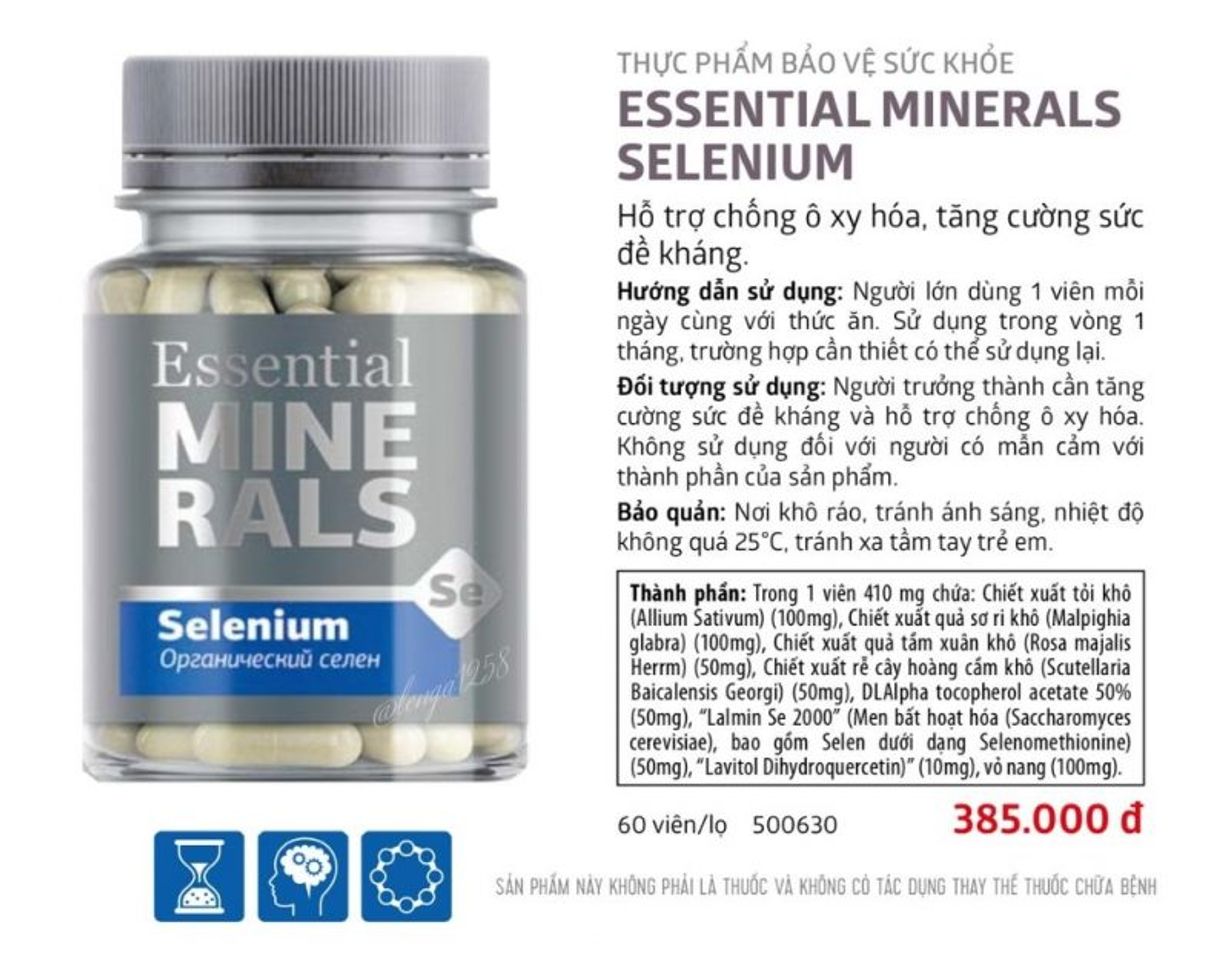 Viên uống Essential Minerals Selenium Bổ sung Selen 1