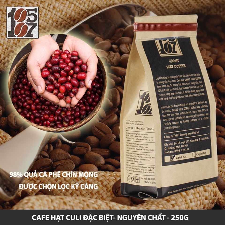 Cà phê hạt Culi nguyên chất không pha trộn tẩm ướp hương liệu 1
