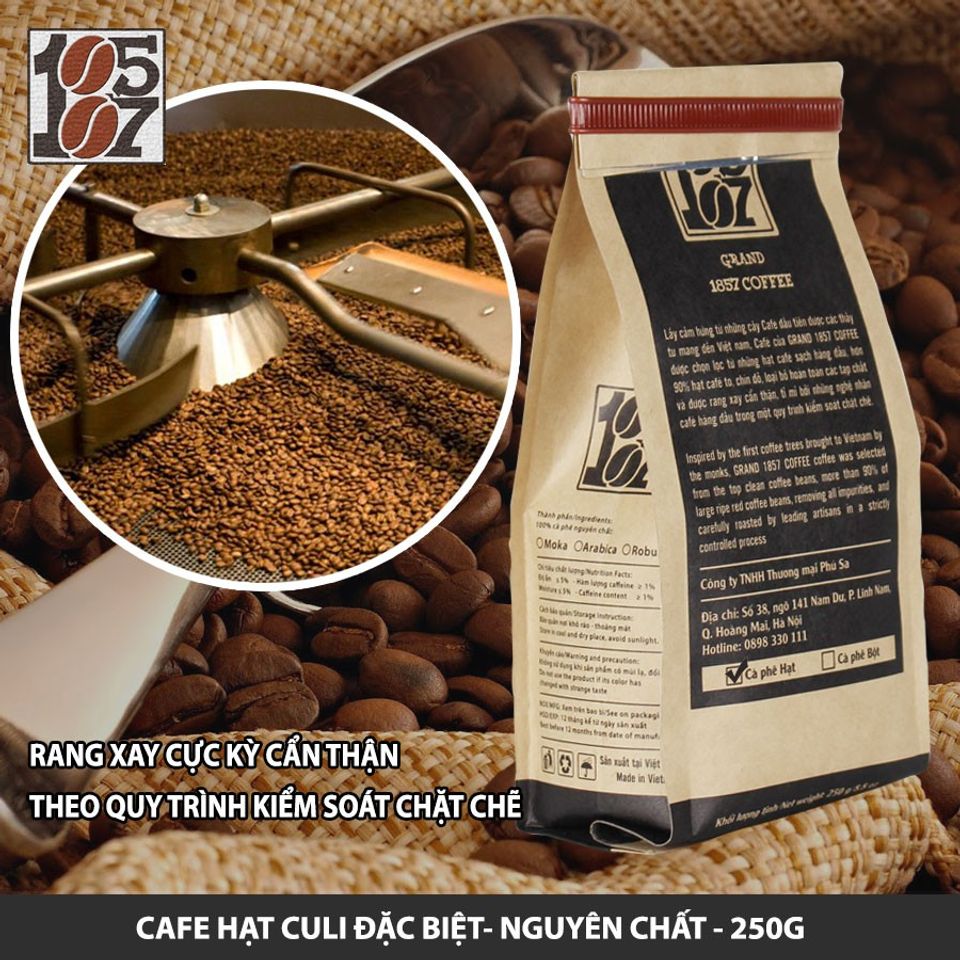 Cà phê hạt Culi nguyên chất không pha trộn tẩm ướp hương liệu 2