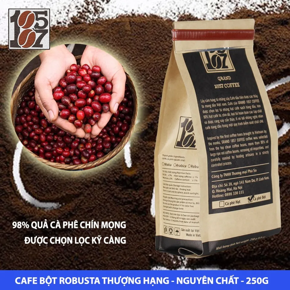 Cà phê Bột Robusta nguyên chất không pha trộn tẩm ướp hương liệu 1