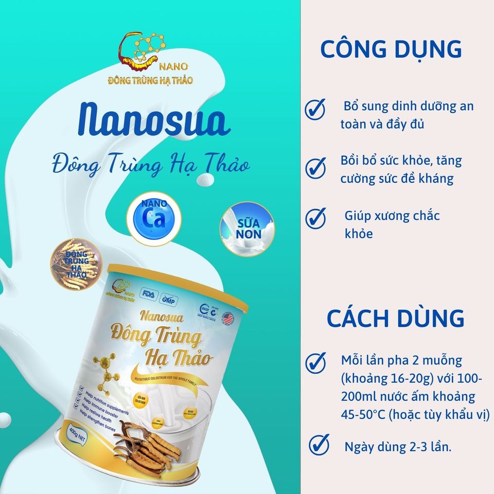 Sữa Non NanoSua Đông Trùng Hạ Thảo hỗ trợ tăng cường sức đề kháng 1