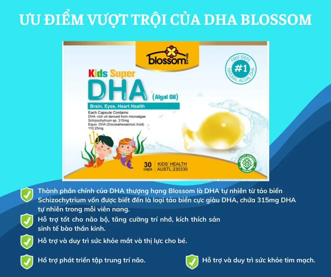 Viên uống DHA thượng hạng cho bé Kids Super DHA Blossom 1