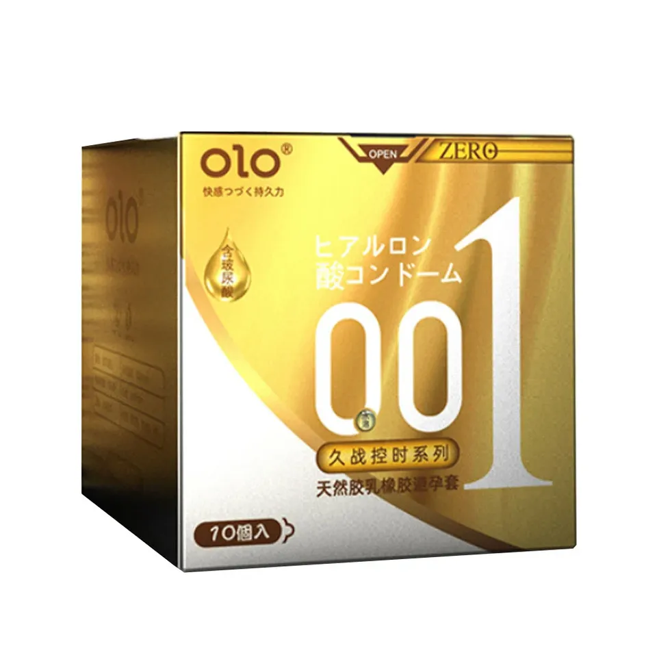 Bao cao su Olo 001 Zero Vàng siêu mỏng gân và hạt hộp 10 cái 1