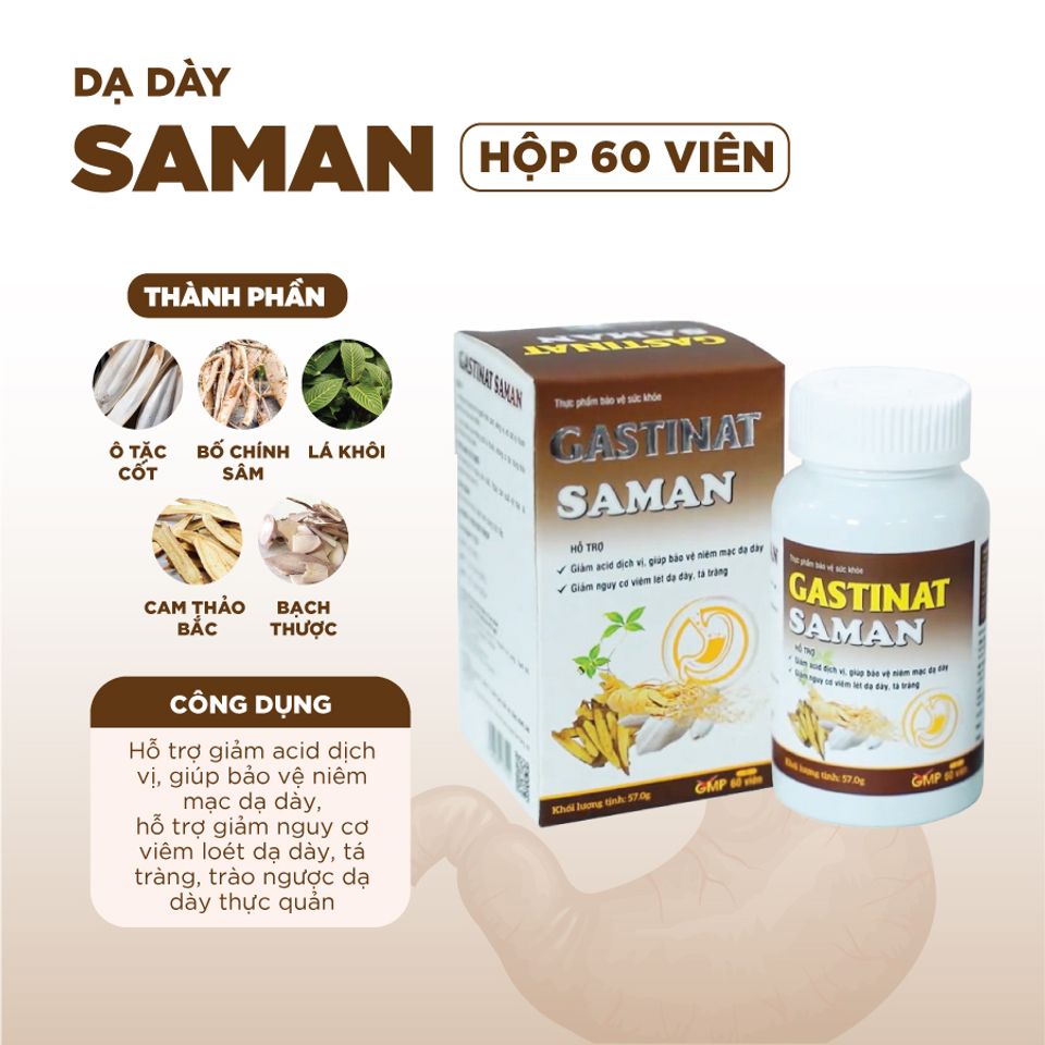 Viên uống Gastinat Saman, hỗ trợ cải thiện sức khỏe, Hộp 60 viên 3