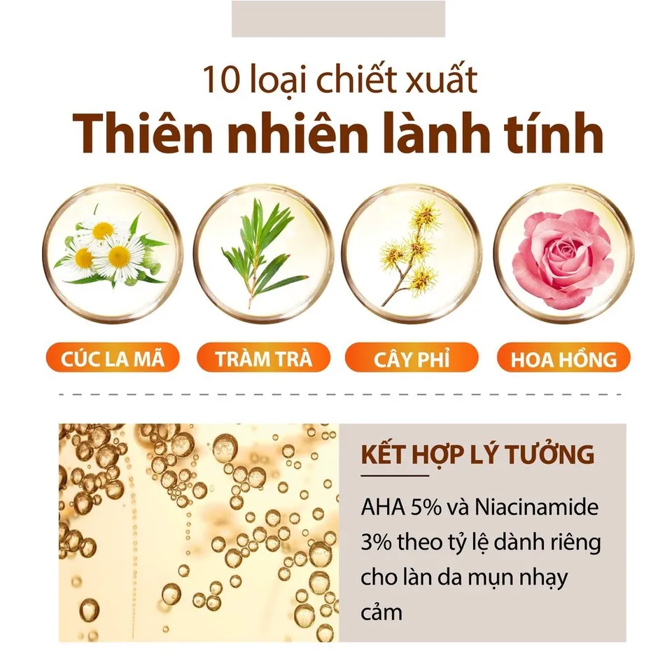 Toner Hoa Cúc & AHA Ngừa Mụn, Giảm Dầu Dành Milaganics 250ml (Chai) 3