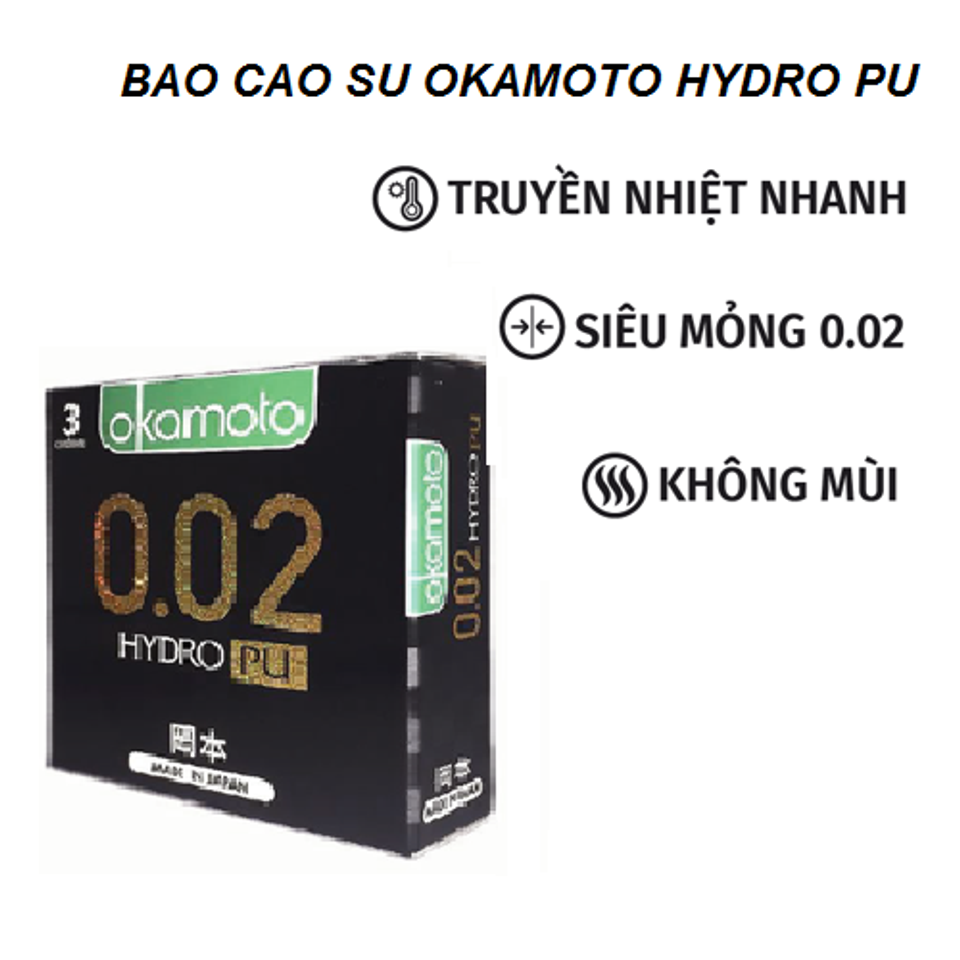 Bao Cao Su Siêu Mỏng Okamoto 0.02 Hydro PU Chính Hãng 1