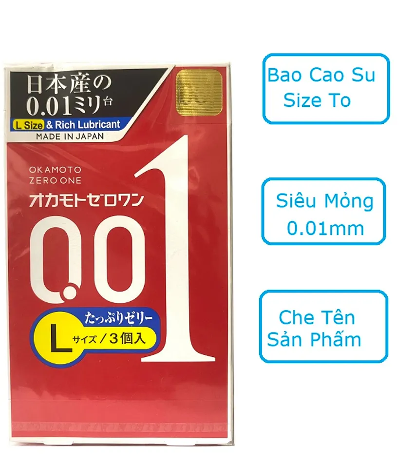Bao Cao Su Okamoto 0.01 Zero One Siêu Mỏng Cỡ Lớn H3 1