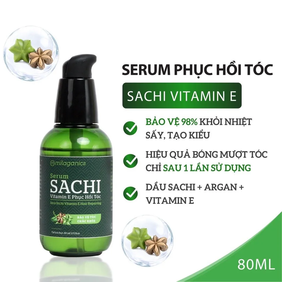 Serum Dưỡng Tóc Sachi Vitamin E Milaganics 80ml (chai) 1