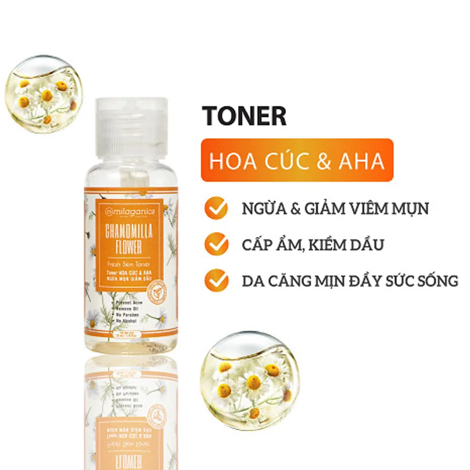 Toner Hoa Cúc & AHA Milaganics 35ml 2