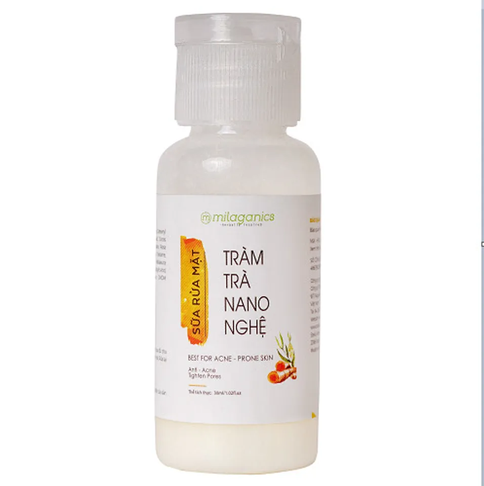 Sữa Rửa Mặt Tràm Trà Nano Nghệ Milaganics 135ml 2