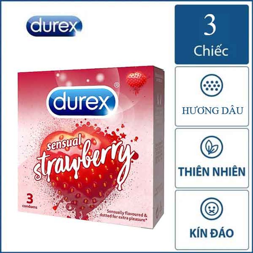 Combo 2 Hộp BCS Durex Sensual Strawberry Gai Nhỏ Hương Dâu H3 1