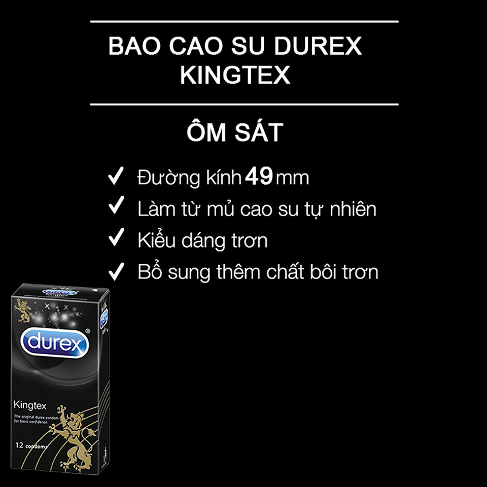 Bao Cao Su Durex Kingtex Size 49mm Mỏng Trơn Nhiều Gel 3