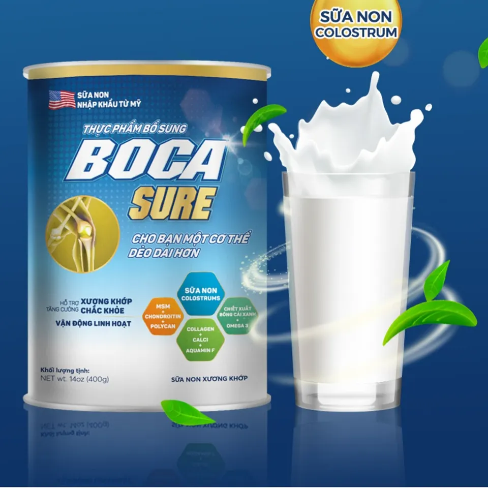 Sữa Non Boca Sure Hỗ Trợ Tăng Cường Sức Khỏe Xương Khớp | Hộp 400g 2