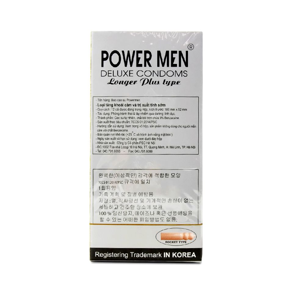 Bao Cao Su Gây Tê Kéo Dài Cho Nam Power Men Longer Plus Type 12s 2