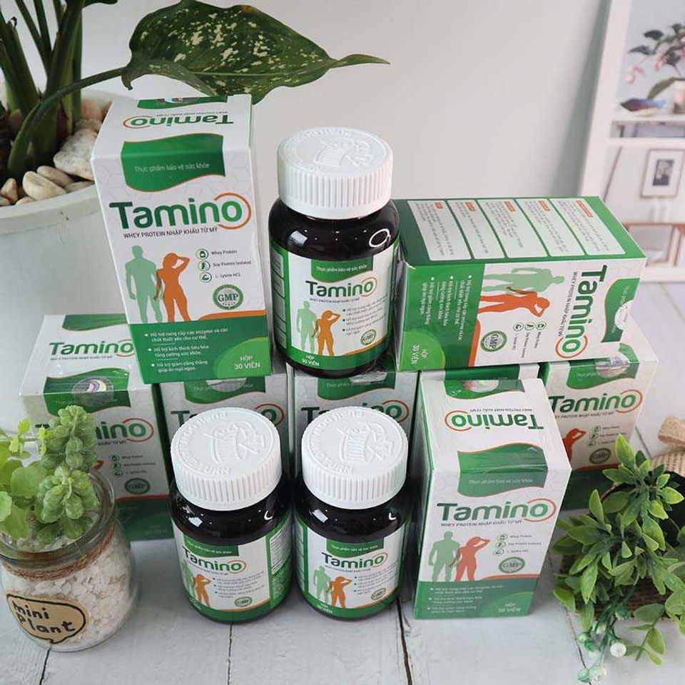 Viên uống giúp tăng cân Tamino nhập khẩu đạm Whey từ Mỹ hộp 30v 2