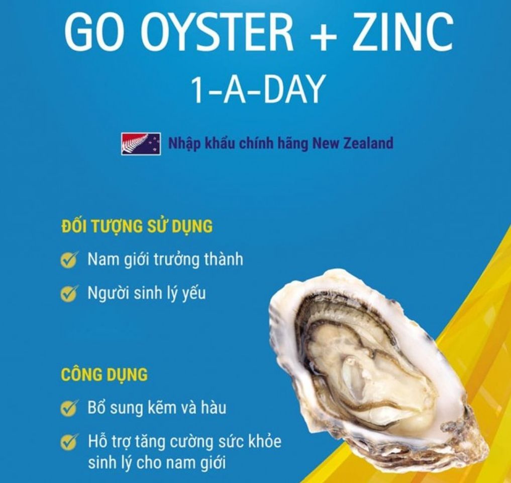 Go Oyster ZinC 1-A-Day Tinh Chất Hàu GO Healthy Nhập Khẩu New Zealand 1