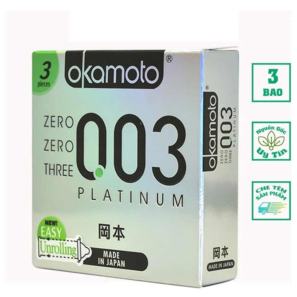 Bao Cao Su Okamoto 0.03 Platinum Siêu Mỏng Ôm Khít H3 1