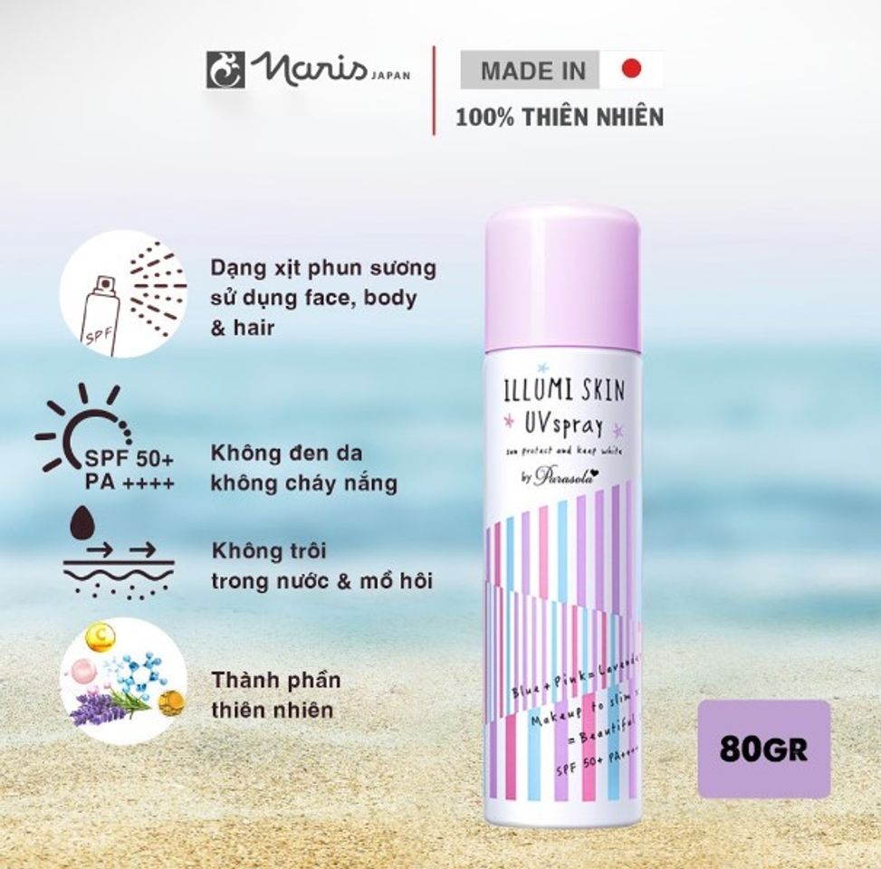 Xịt Chống Nắng Naris Illumi Skin UV Spray SPF 50  PA     80G 2