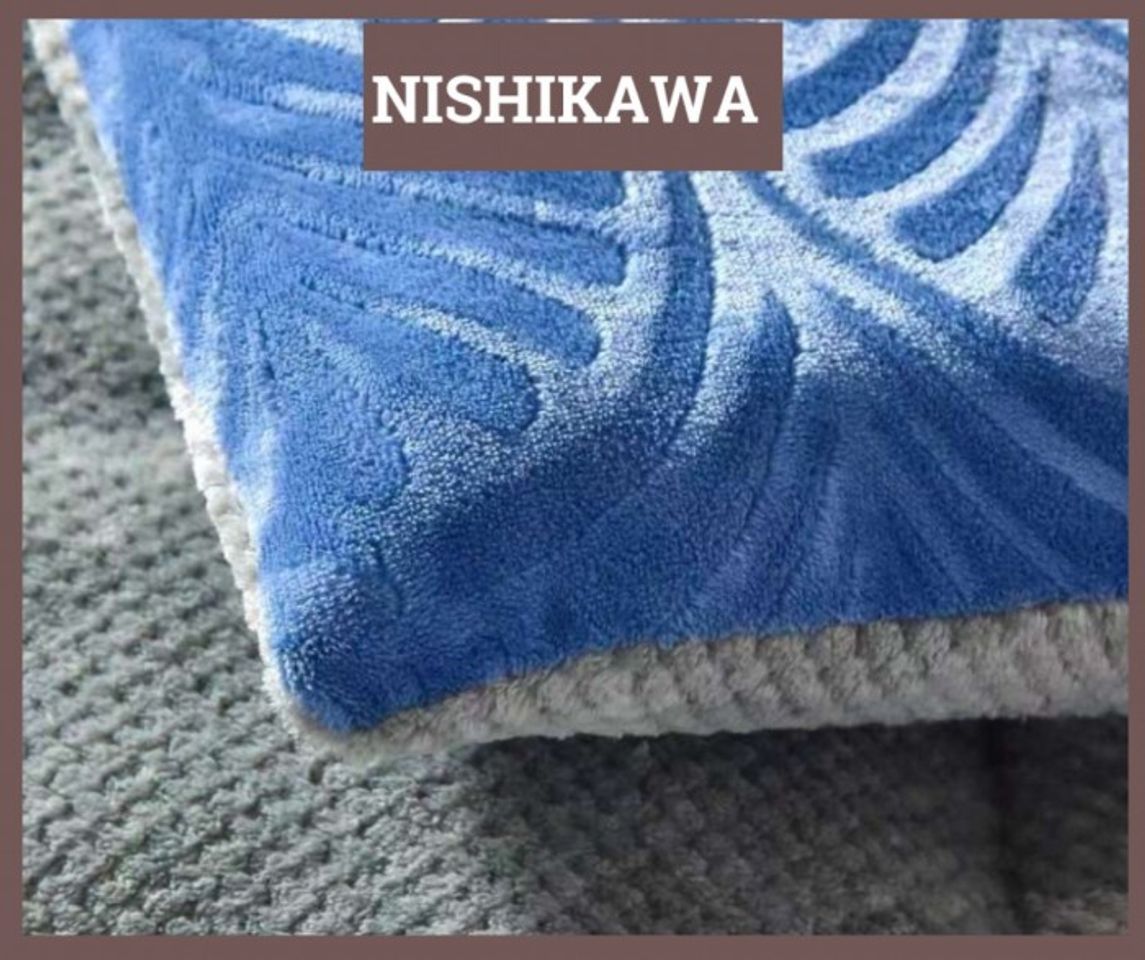 Chăn lông cừu Nishikawa Nhật Bản màu xanh dương 4