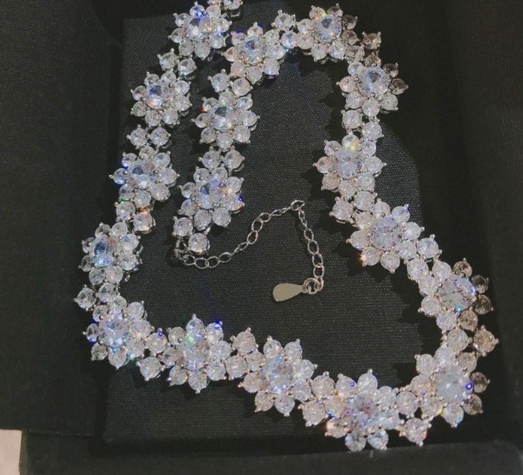 Vòng cổ bạc 925 mặt hoa đính đá kim cương nhân tạo thời trang 1