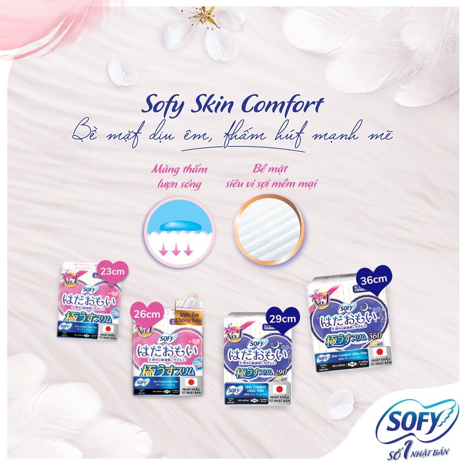Băng Vệ Sinh Sofy Skin Comfort Đêm Siêu Mỏng Cánh 1