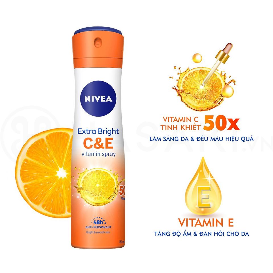 Xịt Khử Mùi Nivea Dưỡng Sáng Vitamin C&E 150ml 1